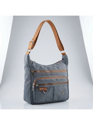 Mg Concept Kadın Omuz Çantası – Çok Gözlü Fermuarlı Günlük Kullanım Hafif Çapraz Askılı Çanta Mavi Vizon Turuncu