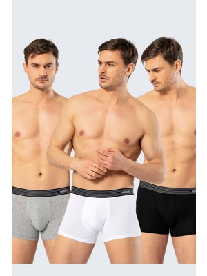 Cacharel Erkek 3'lü Boxer 1320/Beyaz-Siyah-Gri