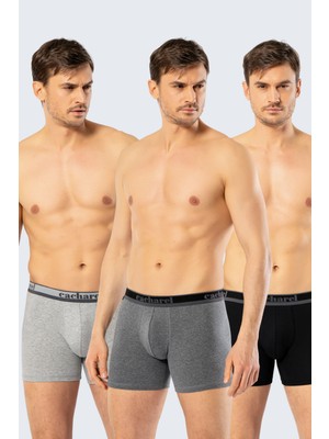 Cacharel Erkek Uzun Paçali 3'lü Boxer 1338/Siyah-Gri-Antrasit