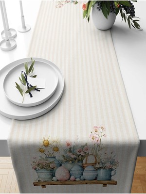 Bertille Home Ilkbahar Serisi 140X40 cm Dijital Baskılı Runner (Spring Easter Paskalya)