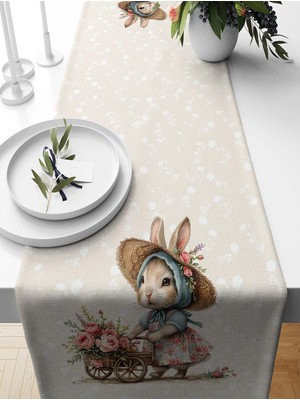 Bertille Home Ilkbahar Serisi 140X40 cm Dijital Baskılı Runner (Spring Easter Paskalya)