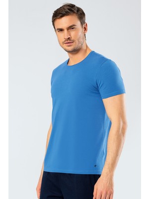 Cacharel Erkek Bisiklet Yaka Likrali T-shirt 1331/Saks