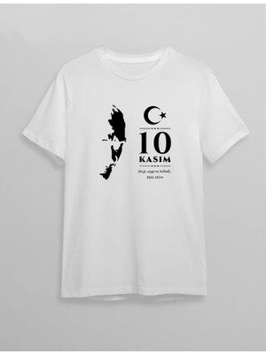 Stores36 10 Kasım Atatürk Baskılı T-Shirt - Beyaz