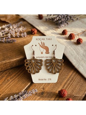 Koçak Takı Ahşap Küpe Modern Özgün Minimalist Takı Model No 278