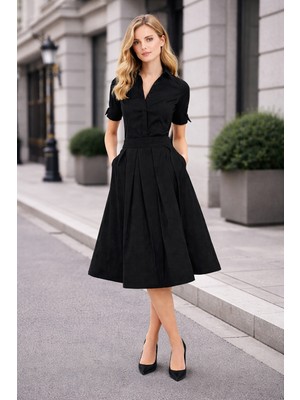 Sacrosa Keten Günlük Yazlık Ofis Kadın Elbisesi