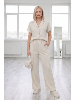 Betnur Kadın Önü Düğmeli Modal Kumaş Rahat Kalıp Eşofman Takım