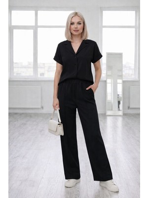 Betnur Kadın Önü Düğmeli Modal Kumaş Rahat Kalıp Eşofman Takım