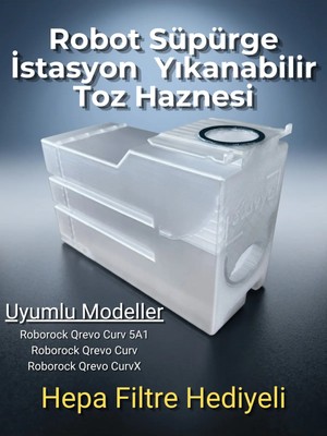 Stavye Roborock Qrevo Curv / 5A1 / x Uyumlu Yeniden Kullanılabilir Toz Haznesi Torba Masrafına Son