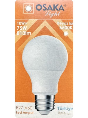 Avarson (1 Adet) Osaka 10W (75W) Beyaz Işık (6500K) E27 Duylu (Kalın Duy) LED Ampul