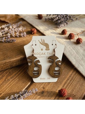Koçak Takı Ahşap Küpe Modern Özgün Minimalist Takı Model No 286
