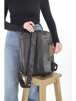 Erzeno Deri Çanta Tekstil Ltd. Şti. Hakiki Deri Unisex Laptop Bölmeli Sırt Çantası - 14 Inç Uyumlu Evrak Çantası