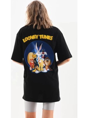 Stores36 Unisex Baskılı Oversize T-Shirt - Siyah