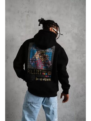 Stores36 Erkek Patel Six Baskılı Kapüşonlu Sweat - Siyah