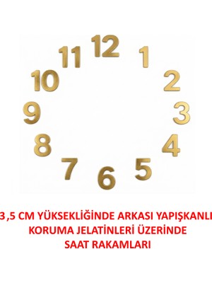 Silva Nature Duvar Saati Sayı ve Rakamları, Saat Rakamları 3,5 cm Yapışkanlı Pleksi Rakamlar