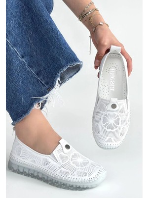 Butik Rinna Beyaz Deri Spor Ayakkabı