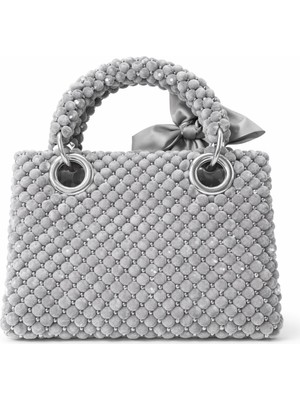 Pazarcan Silva Titanium Abiye Çanta - El Yapımı Kadife Boncuk