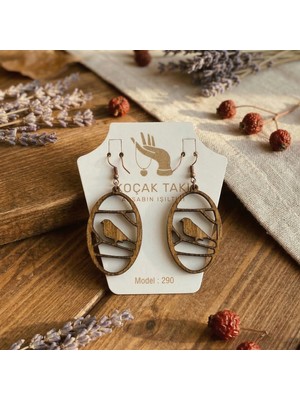 Koçak Takı Ahşap Küpe Modern Özgün Minimalist Takı Model No 290