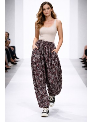 Hoaryage Turlu Viskon Penye Şalvar Pantolon , Paçası Manşetli Sosyete Şalvar %100 Pamuk 36-44 Beden