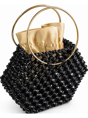 Pazarcan Brio Velour El Yapımı Kristal Mini Çanta