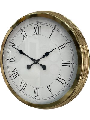 Pazarcan 60 cm Gold Metal Roma Rakamlı Duvar Saati