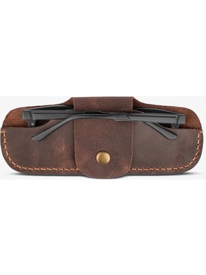 ByTooche Hera Kahverengi El Yapımı Hakiki Deri Unisex Kadın Erkek Gözlük Kılıfı/Kabı/Kesesi