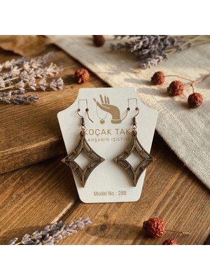 Koçak Takı Ahşap Küpe Modern Özgün Minimalist Takı Model No 288