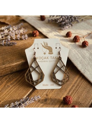 Koçak Takı Ahşap Küpe Modern Özgün Minimalist Takı Model No 289