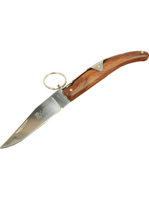 Derin Stok Okapi GC2079B Kahverengi Kamp Çakı 19CM - Manuel, Kemerlikli, Ahşap Sap