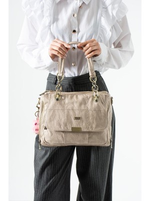 Baginn Y.s.deri Kadın Omuz Çantası Vegan Deri Çapraz Askılı Kol Çantası 30*24 cm Charm Anahtarlık Hediyesi