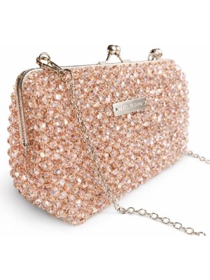 Pazarcan El Yapımı Kristal Abiye Çanta - Affogato Pesca