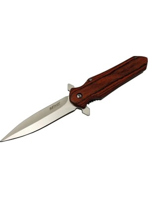 Derin Stok 4-11 Kahverengi Kamp Çakı 21CM- Yarı Otomatik, Kemerlikli, Ahşap Sap