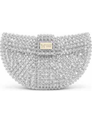 Pazarcan Melo Miragé Abiye Çanta - Kristal Detaylı Mini Flap Bag