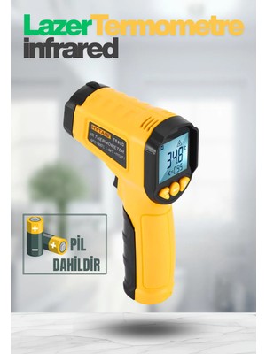 Lazer Odaklı Kızılötesi -50/+600°C Endüstriyel Katı-Sıvı Sıcaklık Ölçer Infrared Termometre