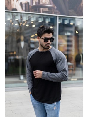 Stores36 Erkek Uzun Kollu Bisiklet Yaka Viskon Iki Iplik Sweat