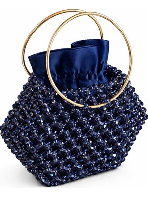 Pazarcan Brio Navy El Yapımı Kristal Abiye Çanta