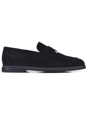 Nevzat Onay Süet Siyah Yazlık Loafer