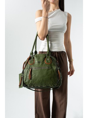 Baginn Y.s.deri Kadın Omuz Çantası Vegan Deri Çapraz Askılı Kol Çantası 30*27 cm Cüzdan Anahtarlıklı