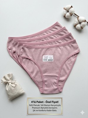 Temur Trade Temurtrade, Pembe Bayan Bikini Külot , Pamuklu, Rahat, Esnek, 4 Lü Paket, Kadın/Kız İç Giyim