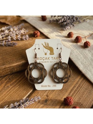 Koçak Takı Ahşap Küpe Modern Özgün Minimalist Takı Model No 296