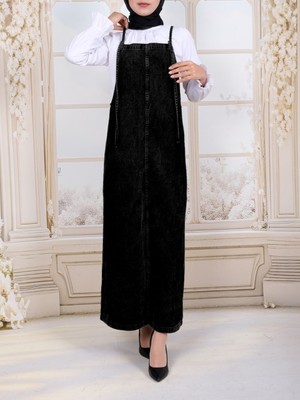 Modamorfo Ince Askılı Kot Jile  -Siyah