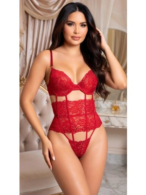 New Dreams Fantezi Kadın Siyah Dantel Body, Dantelli Şık Jartiyer Gecelik, Kadın İç Giyim, Bodysuit