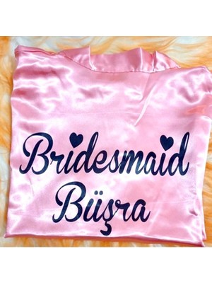 Mini Kiti ( Isminizi Yazıyoruz)Pembe Bridesmaid Sabahlık Bride Sabahlık Gelin Nedime Sabahlığı