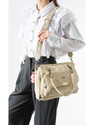 Baginn Y.s.deri Kadın Omuz Çantası Vegan Deri Çapraz Askılı Kol Çantası 30*24 cm Charm Anahtarlık Hediyesi