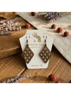 Koçak Takı Ahşap Küpe Modern Özgün Minimalist Takı Model No 295