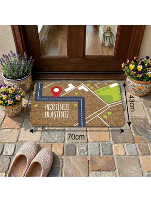 Uygur Home Hedefinize Ulaştınız Temalı Coco Görünümlü Dekoratif Dış Kapı Önü ve Iç Mekan Paspası