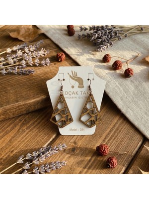 Koçak Takı Ahşap Küpe Modern Özgün Minimalist Takı Model No 294
