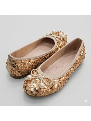 Kindep (Vuudy) Ortapedi Pul Detaylı Kız Çocuk Babet Altın