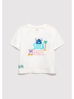 Mavi Stitch Baskılı Ekru Tişört 7610449-70057