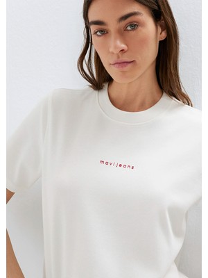 Mavi Mavi Logo Baskılı Ekru Tişört 1613890-80194