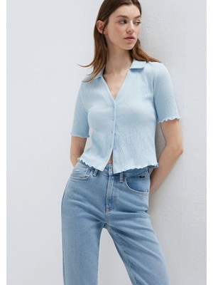 Mavi Kol ve Bel Detaylı Mavi Polo Tişört 1613974-70776